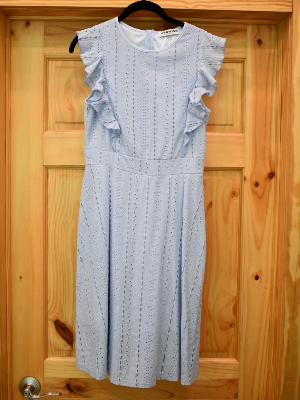 Light Blue Ruffle Sleeve Midi Dress M - Picture 2 of 4